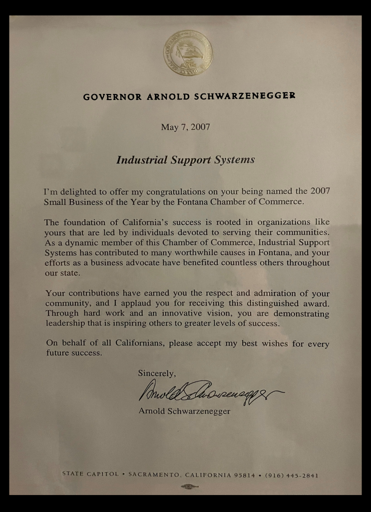 Letter from Governor Schwarzenegger